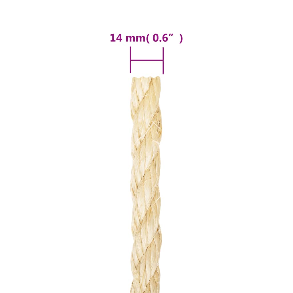 vidaXL Corde 100 % sisal 14 mm 25 m
