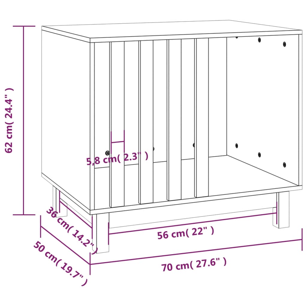 vidaXL Niche pour chien 70x50x62 cm Bois de pin massif