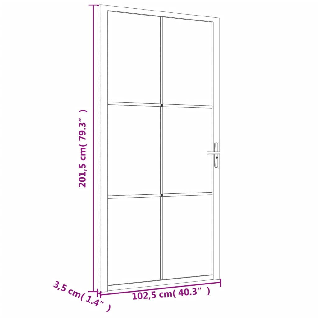 vidaXL Porte intérieure 102,5x201,5 cm Noir Verre ESG et aluminium