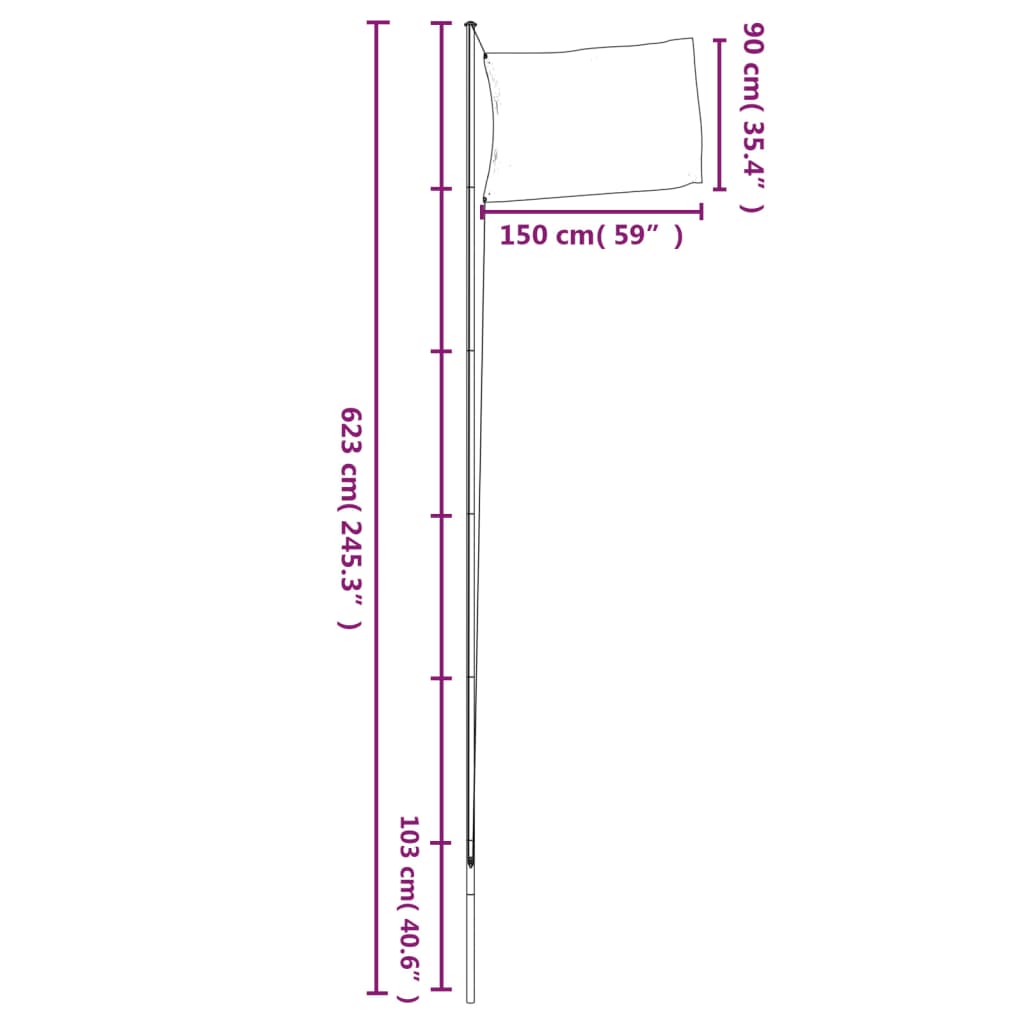 vidaXL Drapeau du Royaume-Uni et mât 6,23 m Aluminium