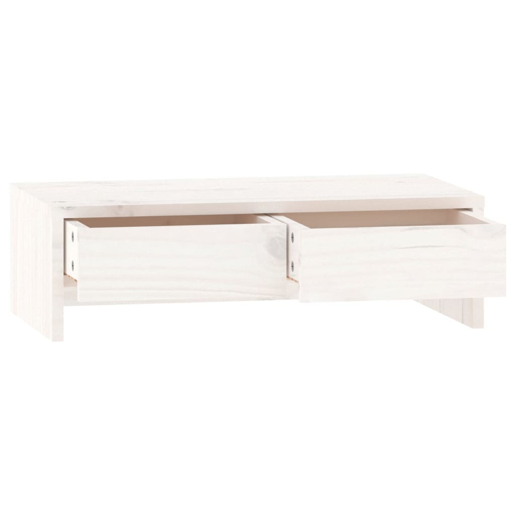 vidaXL Support de moniteur Blanc 50x27x15 cm Bois de pin solide