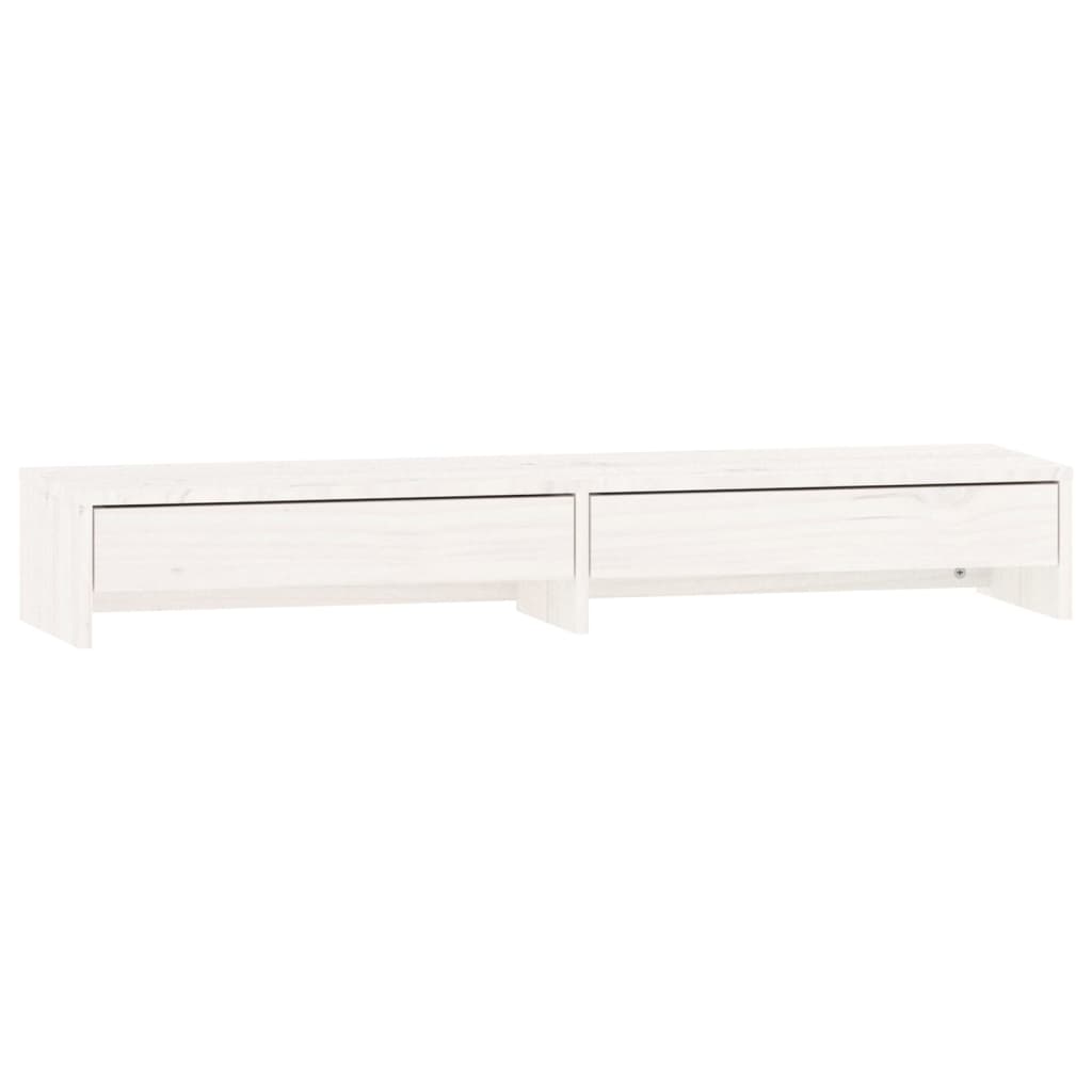 vidaXL Support de moniteur Blanc 100x27x15 cm Bois de pin solide
