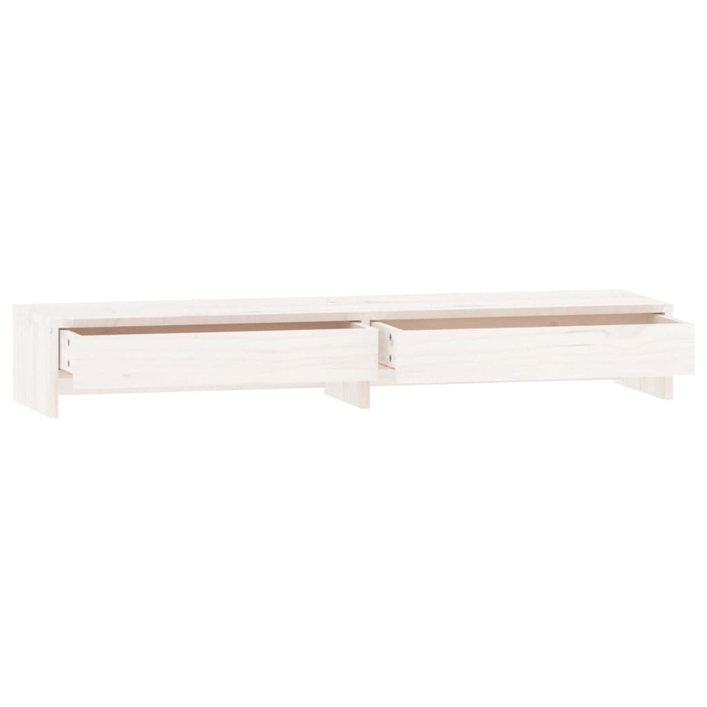 vidaXL Support de moniteur Blanc 100x27x15 cm Bois de pin solide