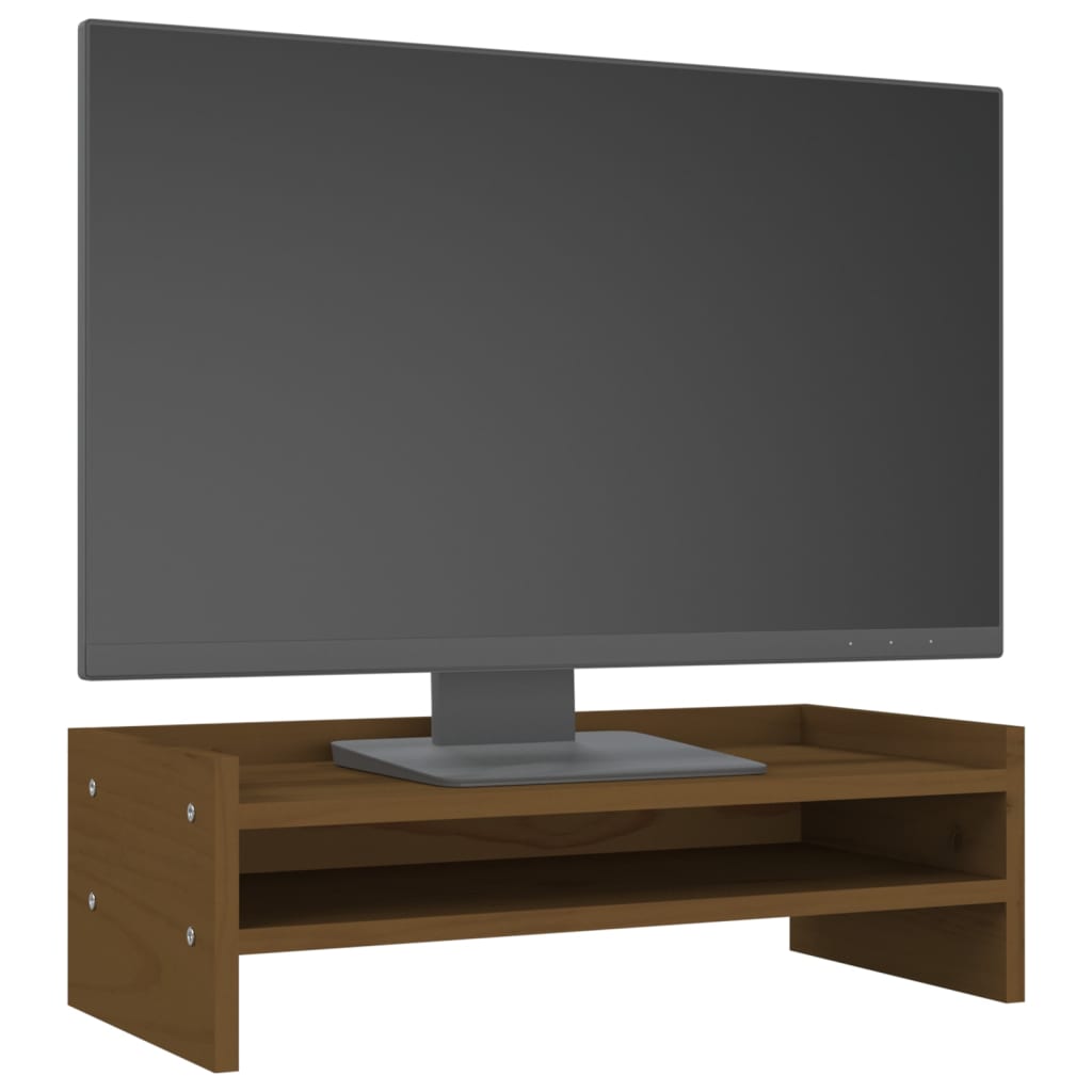 vidaXL Support de moniteur Marron miel 50x24x16 cm Bois de pin solide