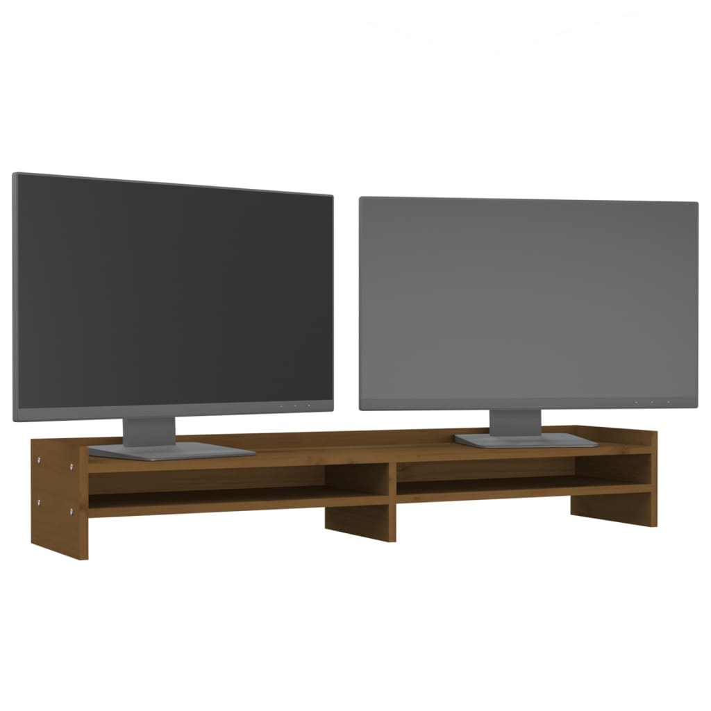 vidaXL Support de moniteur Marron miel 100x24x16 cm Bois de pin solide