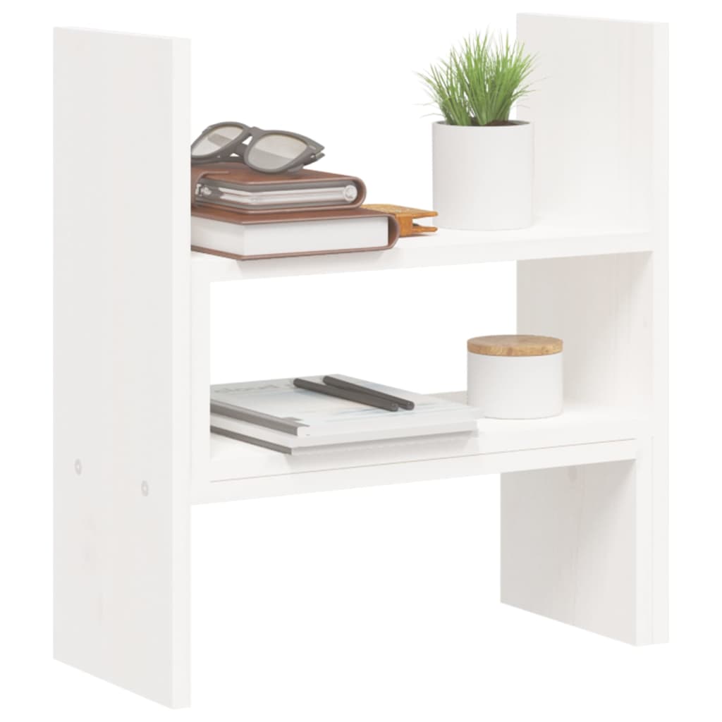 vidaXL Support pour moniteur Blanc (39-72)x17x43 cm Bois de pin solide