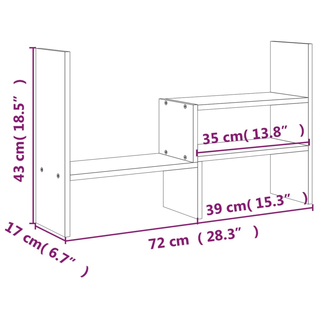 vidaXL Support pour moniteur Blanc (39-72)x17x43 cm Bois de pin solide
