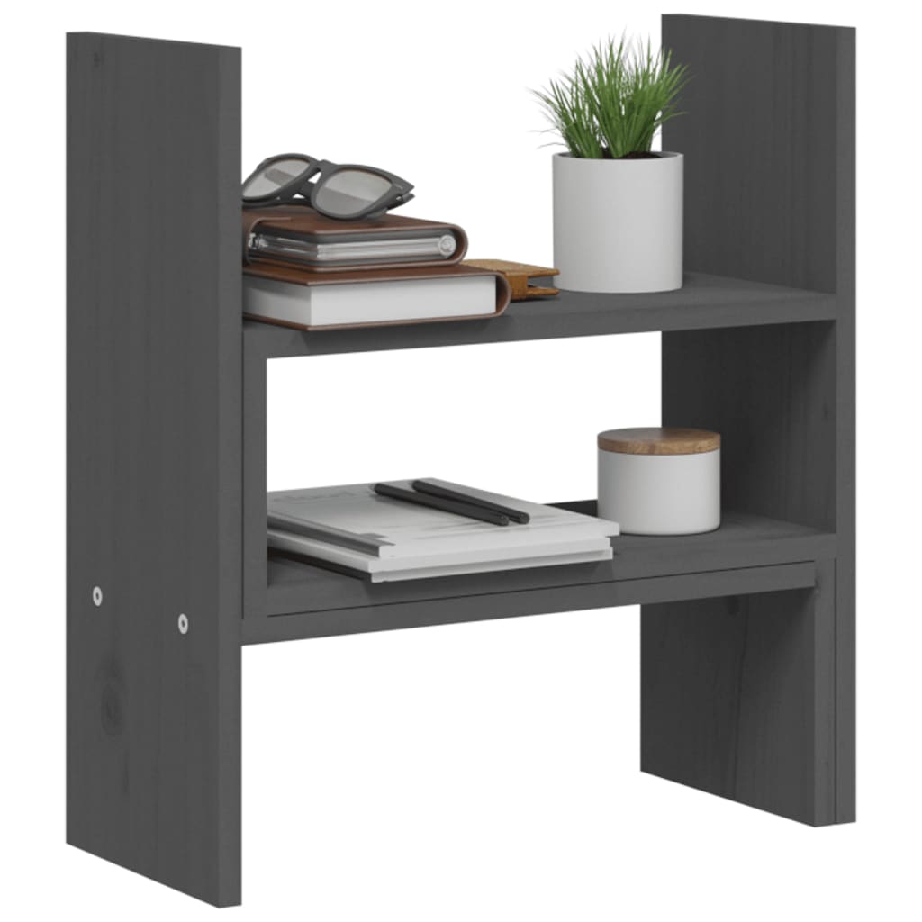 vidaXL Support pour moniteur Gris (39-72)x17x43 cm Bois de pin solide
