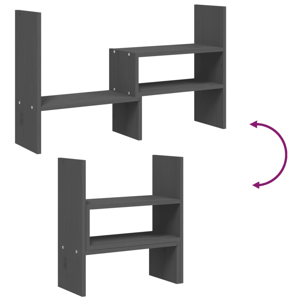 vidaXL Support pour moniteur Gris (39-72)x17x43 cm Bois de pin solide