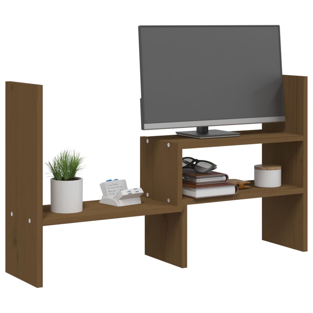 vidaXL Support de moniteur Marron miel (39-72)x17x43 cm Bois de pin