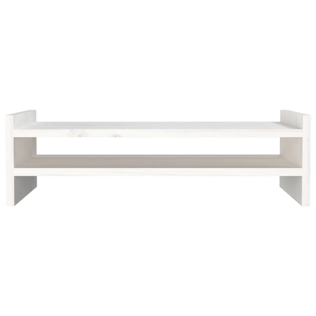 vidaXL Support de moniteur Blanc 50x27x15 cm Bois de pin solide