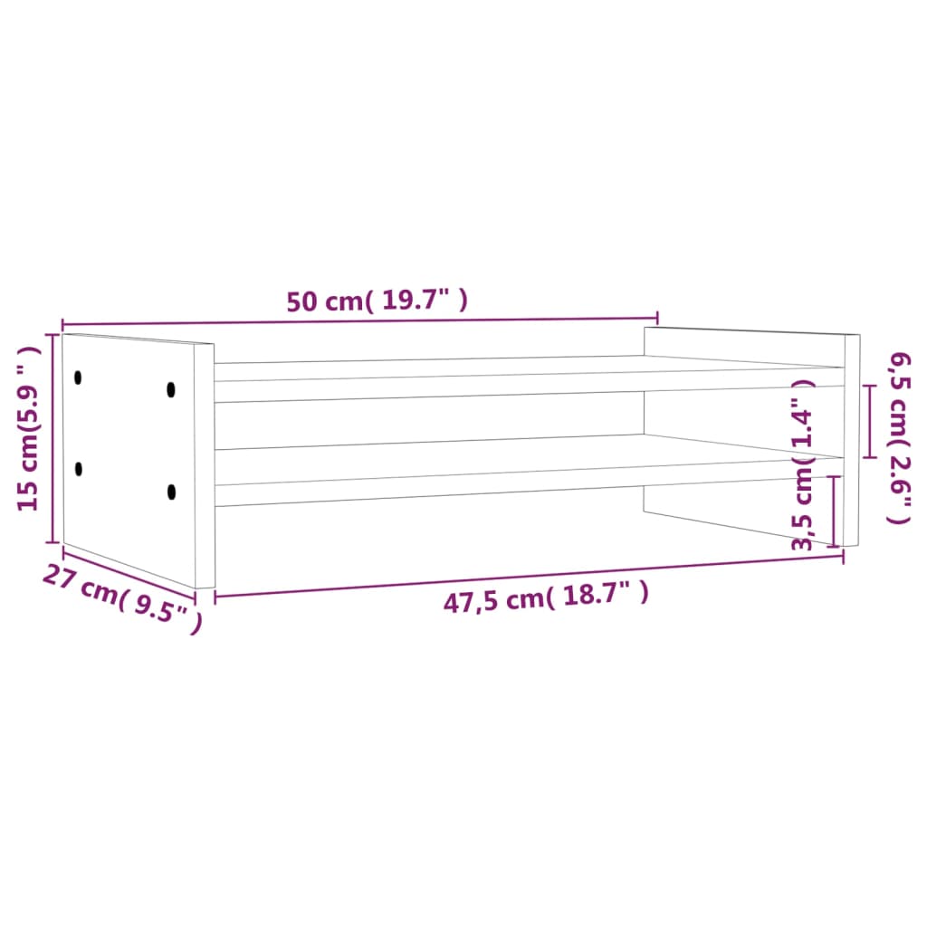 vidaXL Support de moniteur Marron miel 50x27x15 cm Bois de pin solide