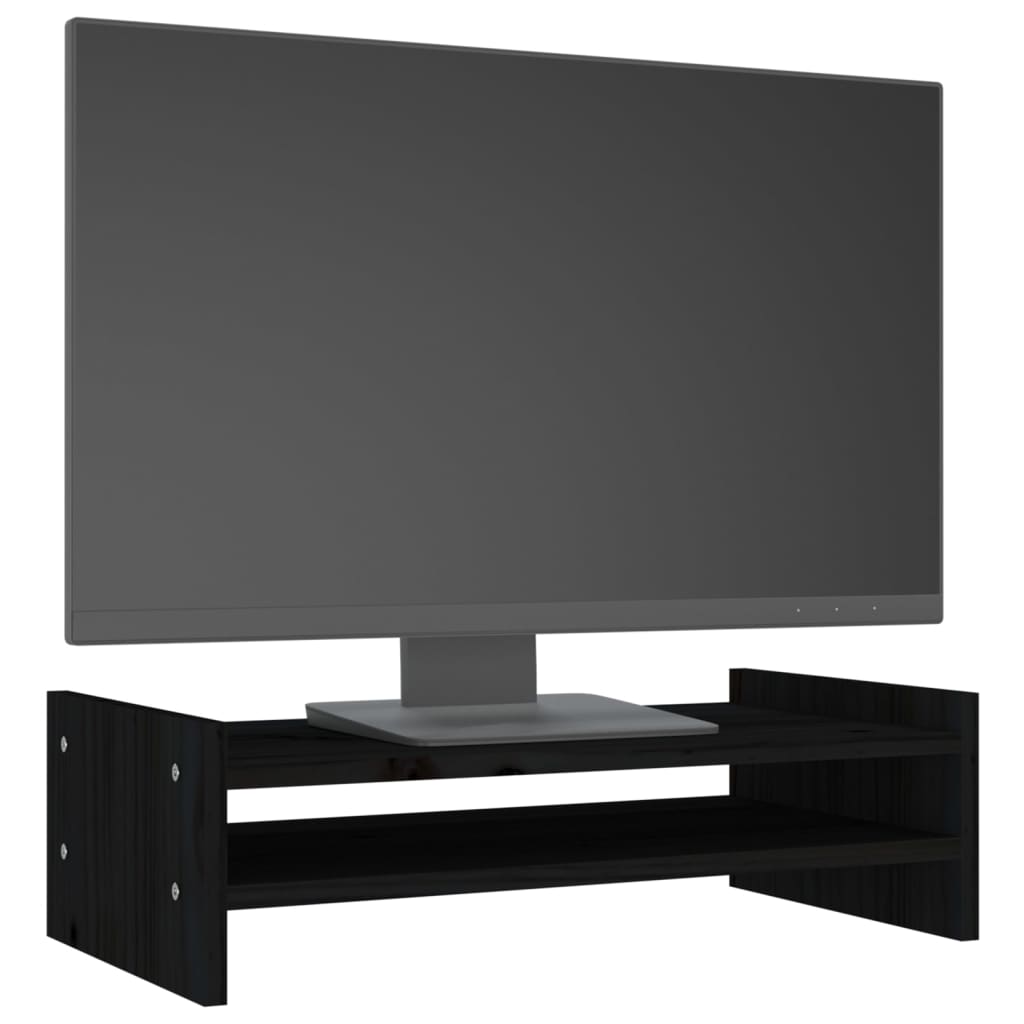 vidaXL Support de moniteur Noir 50x27x15 cm Bois de pin solide