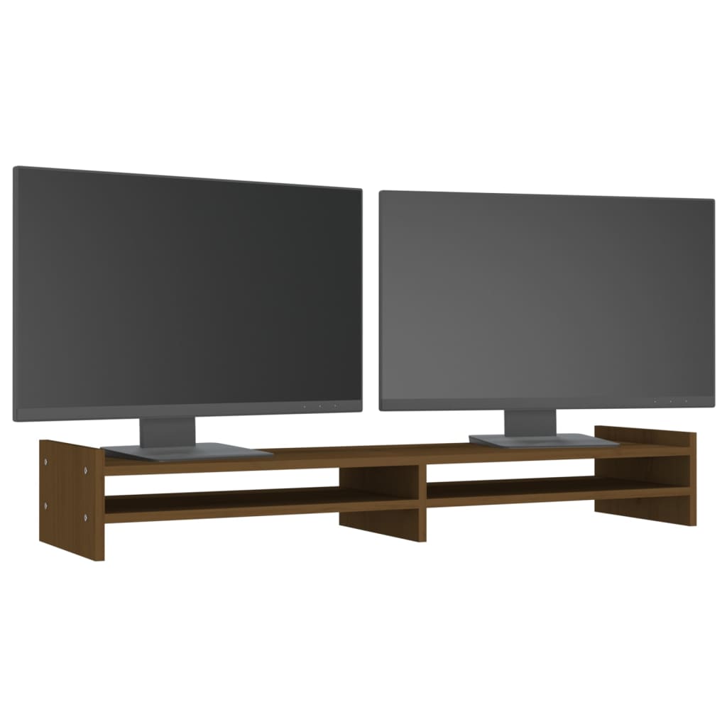 vidaXL Support de moniteur Marron miel 100x27x15 cm Bois de pin solide