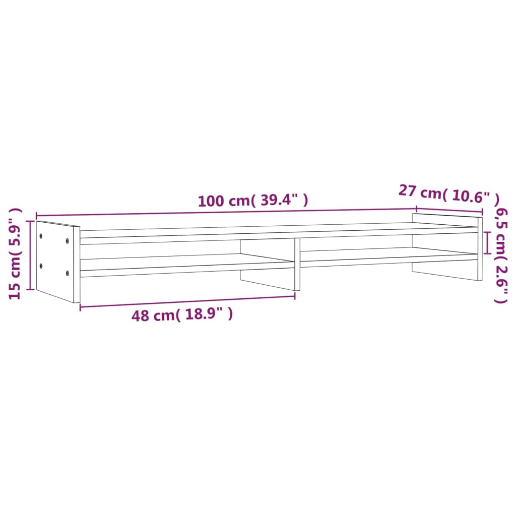 vidaXL Support de moniteur Marron miel 100x27x15 cm Bois de pin solide