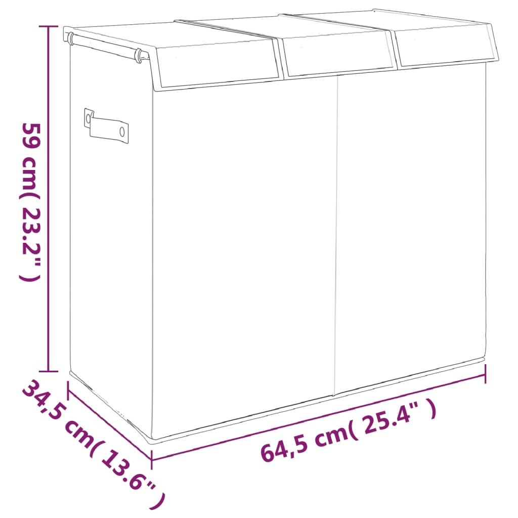 vidaXL Panier à linge pliable Gris 64,5x34,5x59 cm Tissu en faux lin