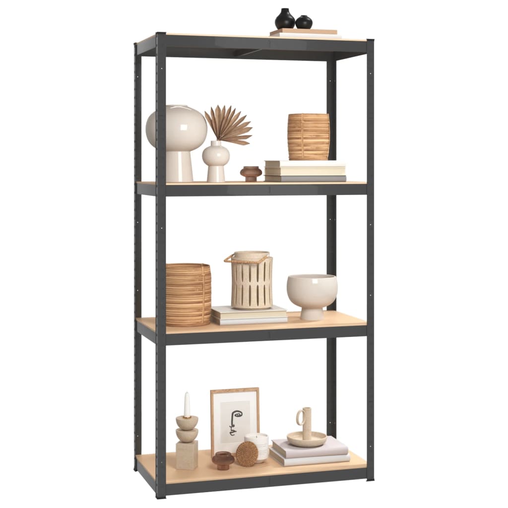 vidaXL Étagères à 4 niveaux 2pcs Anthracite Acier et bois d'ingénierie