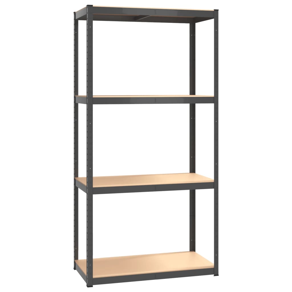 vidaXL Étagères à 4 niveaux 2pcs Anthracite Acier et bois d'ingénierie