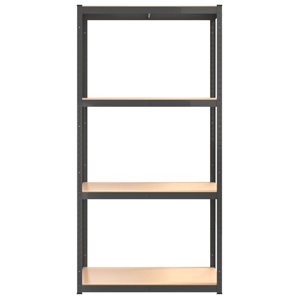 vidaXL Étagères à 4 niveaux 2pcs Anthracite Acier et bois d'ingénierie