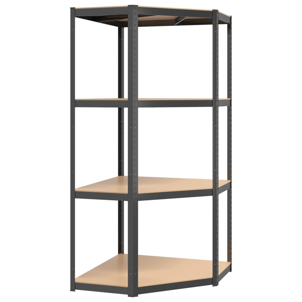 vidaXL Étagères à 4 niveaux 2pcs Anthracite Acier et bois d'ingénierie