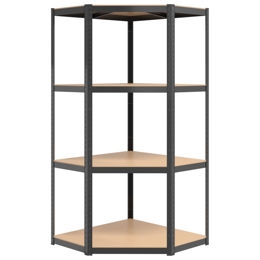 vidaXL Étagères à 4 niveaux 2pcs Anthracite Acier et bois d'ingénierie