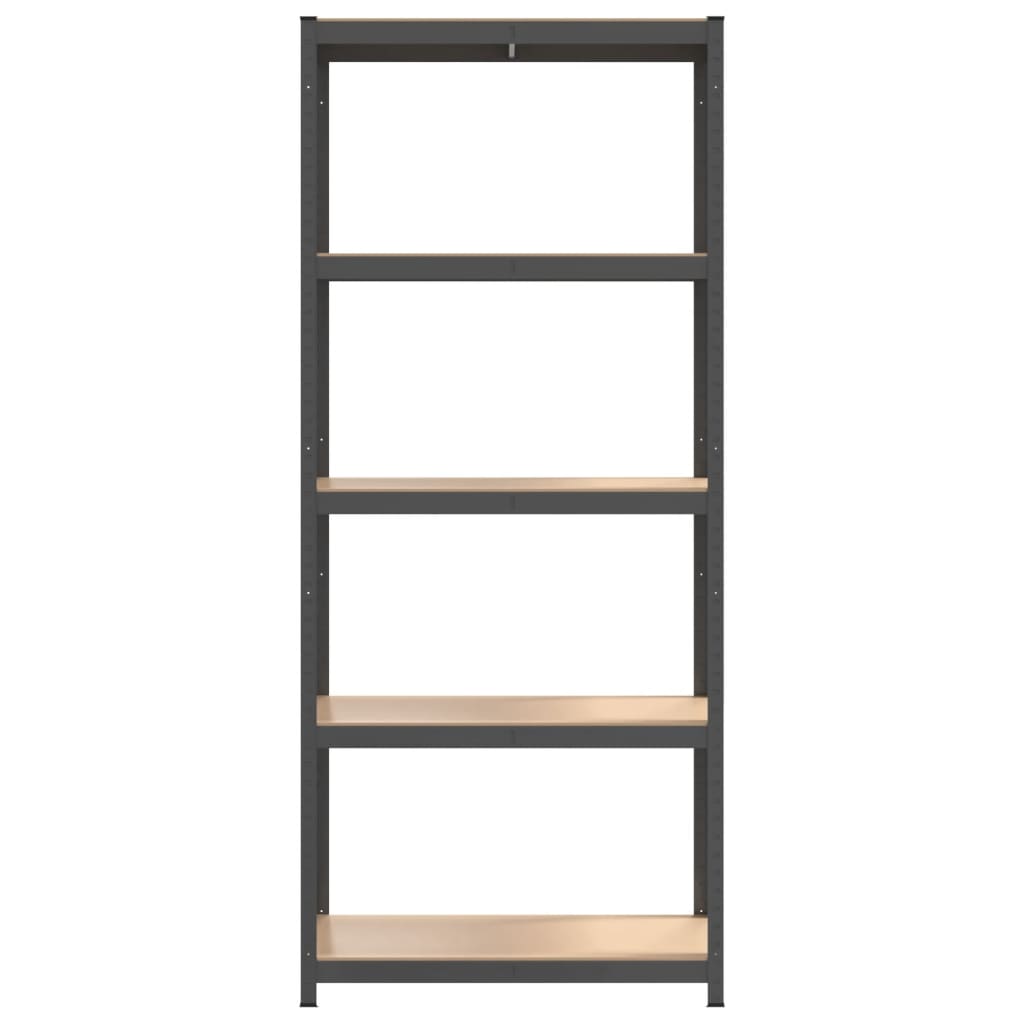 vidaXL Étagères à 5 niveaux 2pcs Anthracite Acier et bois d'ingénierie