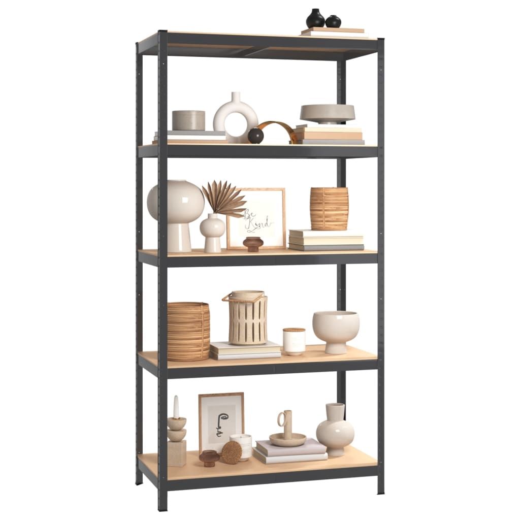 vidaXL Étagères à 5 niveaux 4pcs Anthracite Acier et bois d'ingénierie