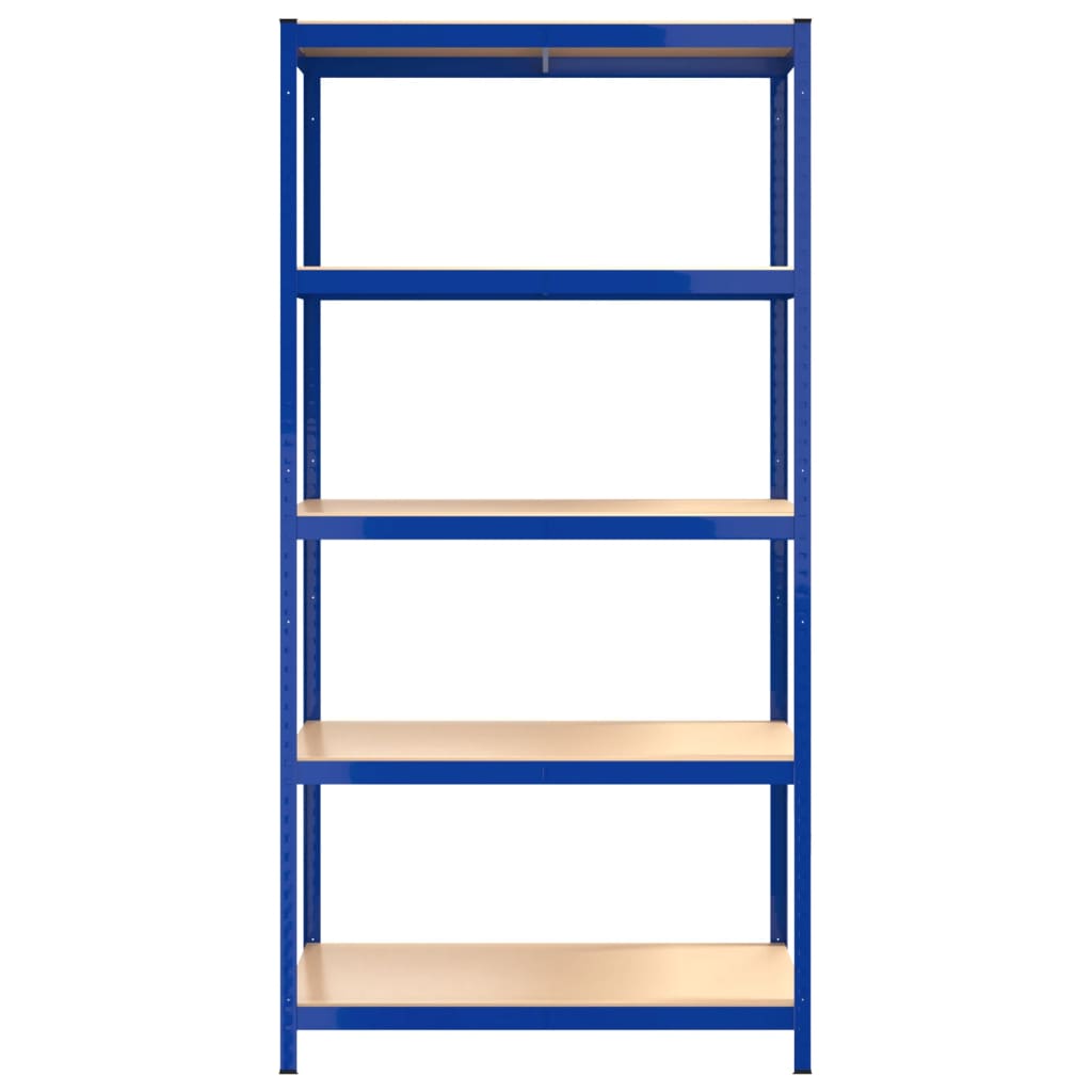 vidaXL Étagères à 5 niveaux 3 pcs Bleu Acier et bois d'ingénierie