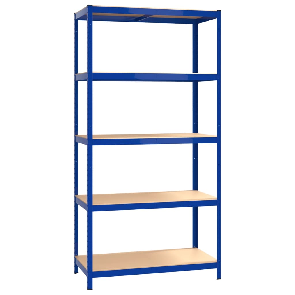 vidaXL Étagères à 5 niveaux 5 pcs Bleu Acier et bois d'ingénierie