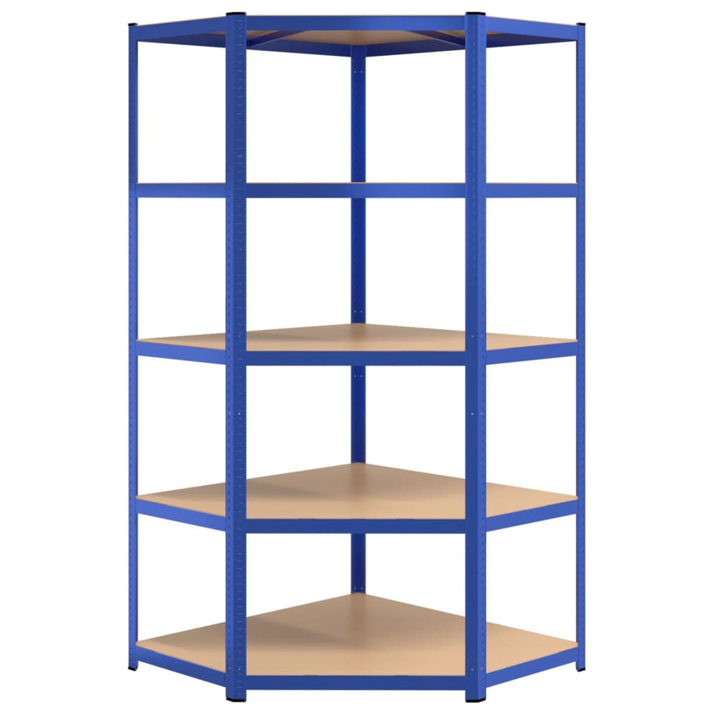 vidaXL Étagères à 5 niveaux 5 pcs Bleu Acier et bois d'ingénierie