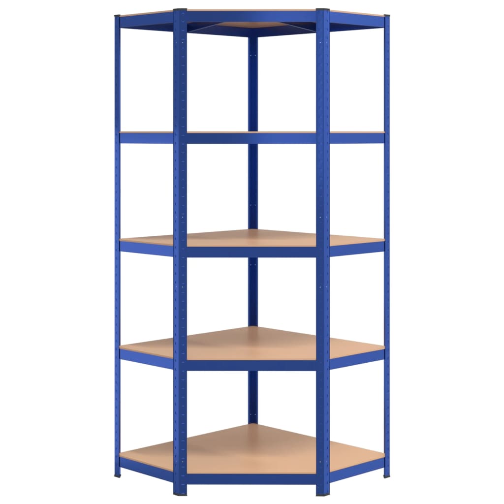 vidaXL Étagères à 5 niveaux 3 pcs Bleu Acier et bois d'ingénierie
