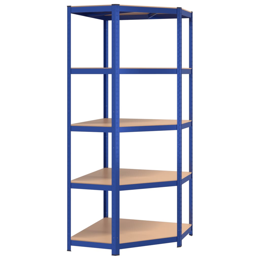vidaXL Étagères à 5 niveaux 5 pcs Bleu Acier et bois d'ingénierie
