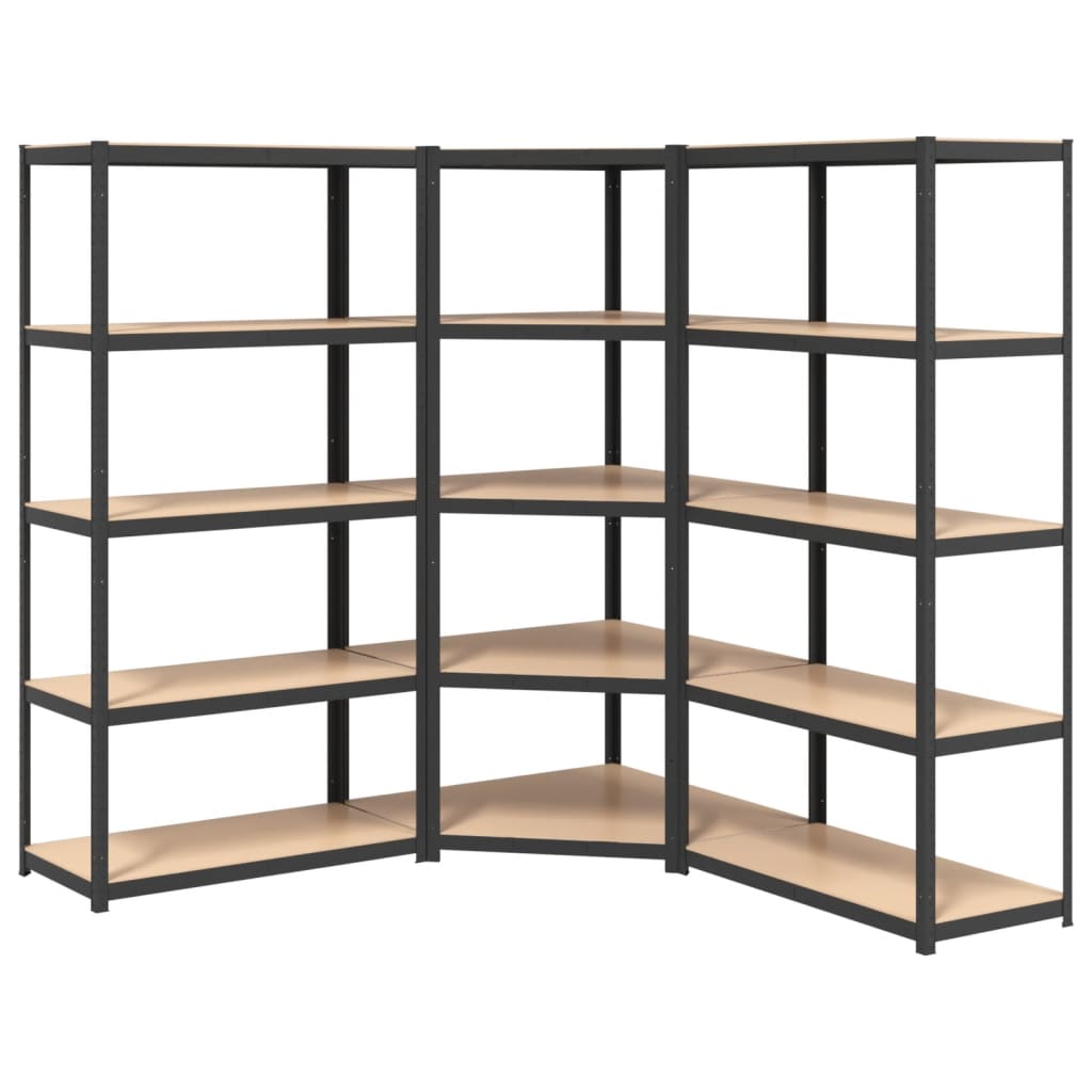 vidaXL Étagère à 5 niveaux 3 pcs Gris Acier et bois ingénierie
