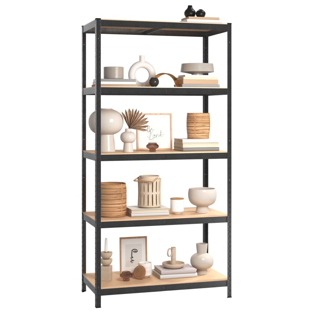 vidaXL Étagère à 5 niveaux 3 pcs Gris Acier et bois ingénierie