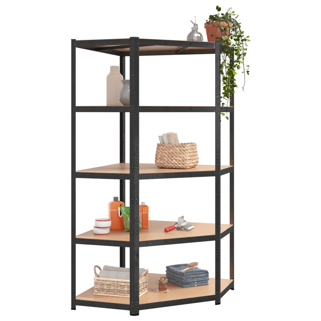 vidaXL Étagère à 5 niveaux 3 pcs Gris Acier et bois ingénierie