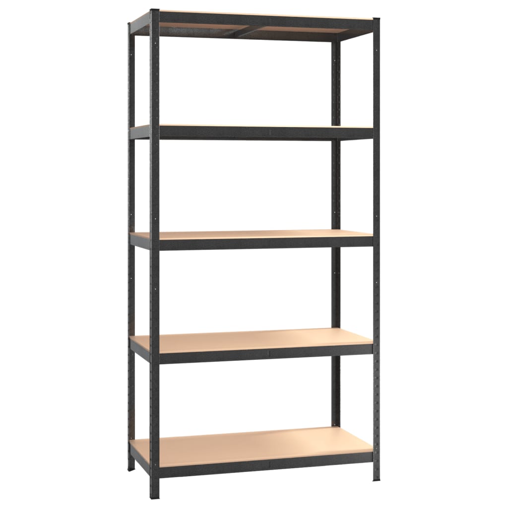 vidaXL Étagère à 5 niveaux 3 pcs Gris Acier et bois ingénierie