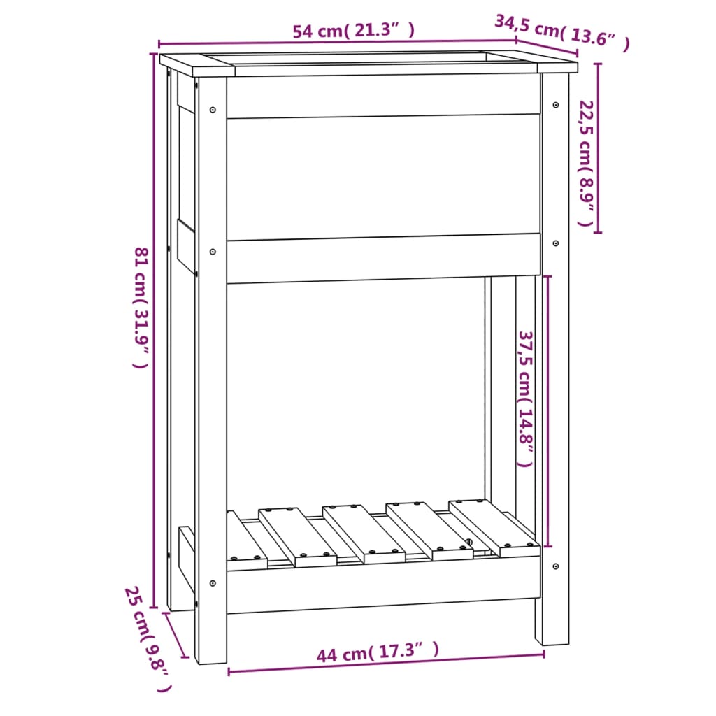 vidaXL Jardinière avec étagère Gris 54x34,5x81 cm Bois massif de pin