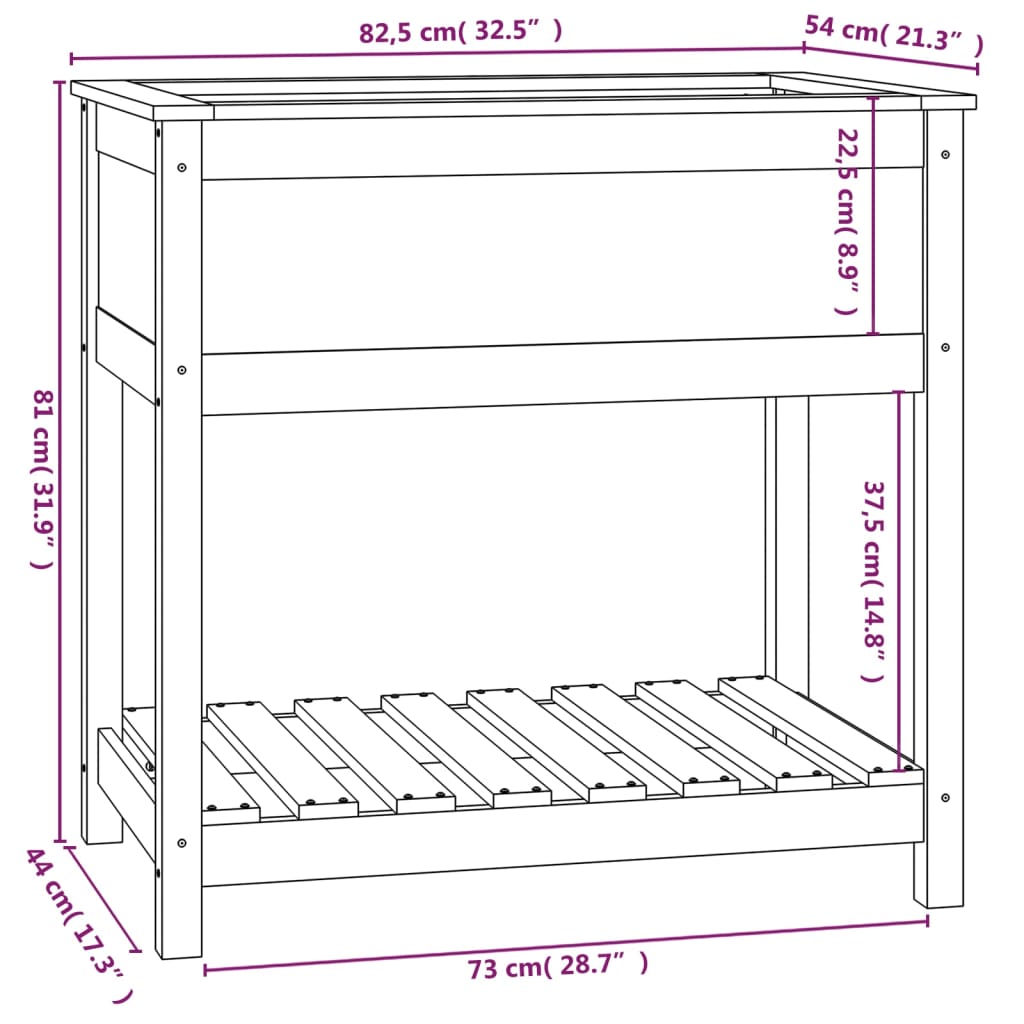 vidaXL Jardinière avec étagère Marron miel 82,5x54x81 cm Bois de pin