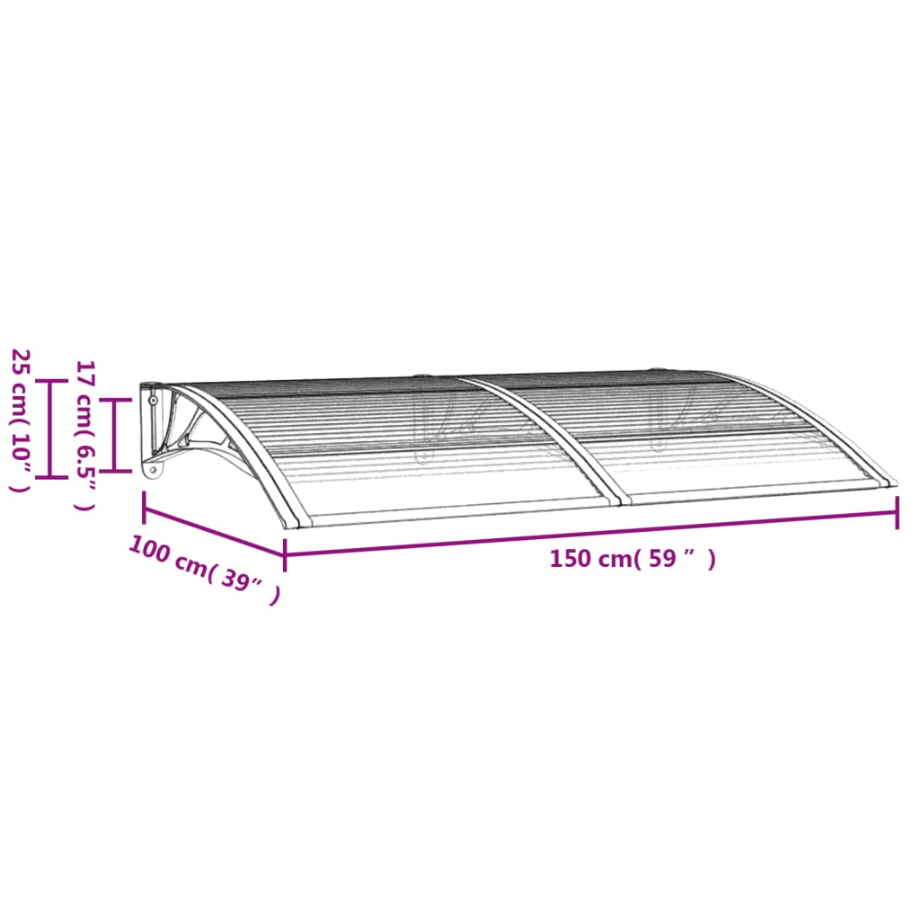 vidaXL Auvent de porte Noir 150x100 cm Polycarbonate