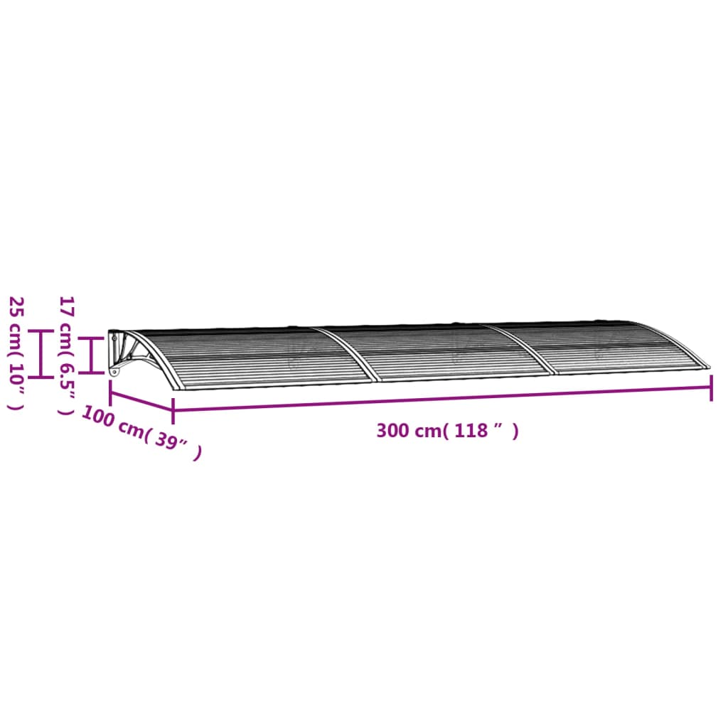 vidaXL Auvent de porte Noir 300x100 cm Polycarbonate