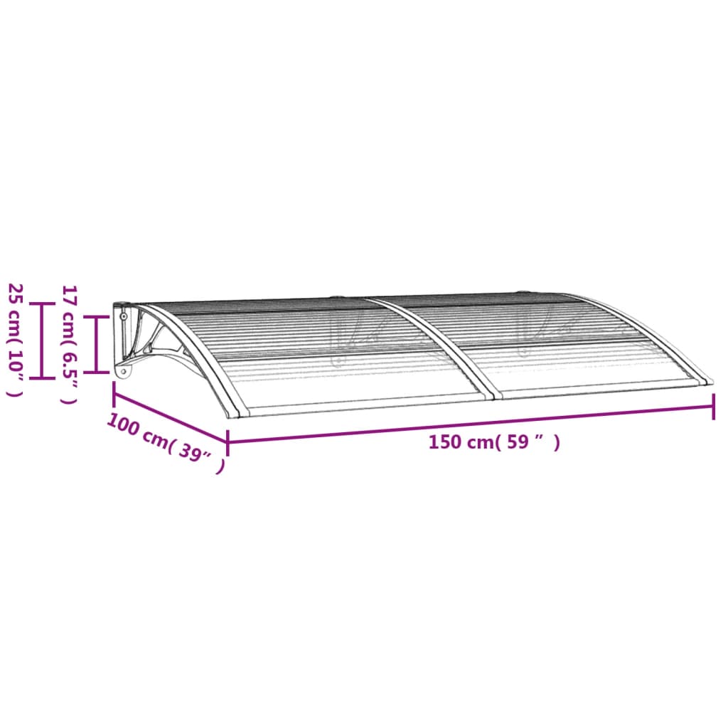 vidaXL Auvent de porte Noir 150x100 cm Polycarbonate