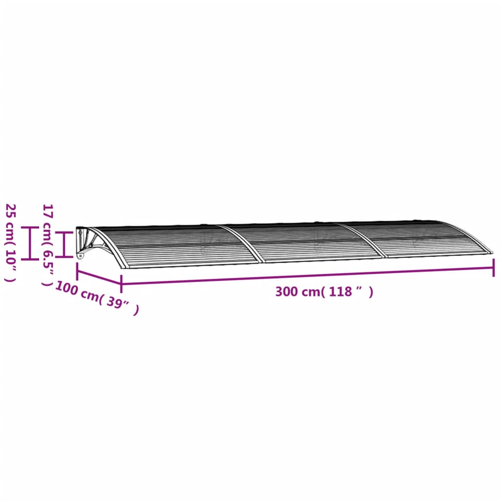 vidaXL Auvent de porte Noir 300x100 cm Polycarbonate