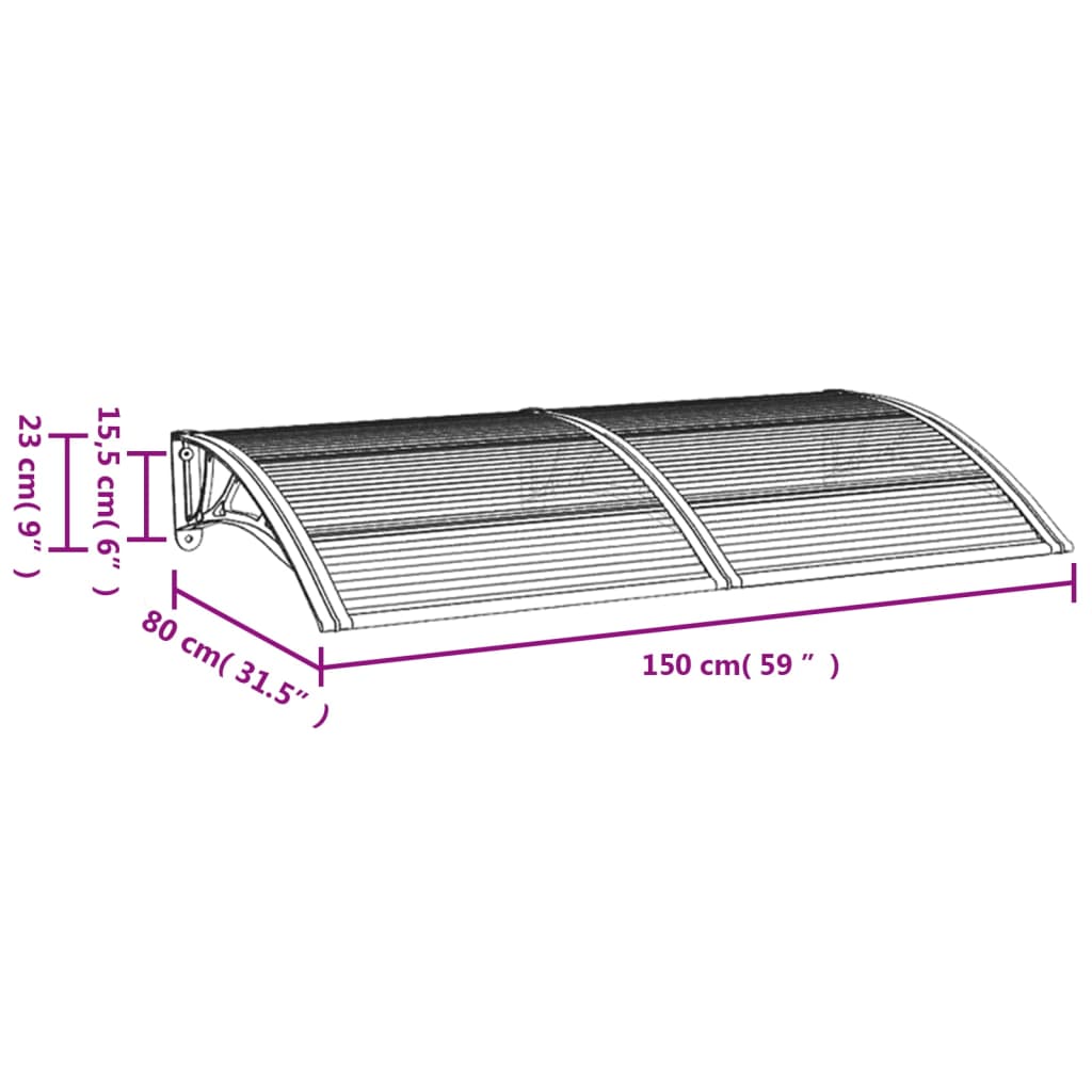 vidaXL Auvent de porte Gris 150x80 cm Polycarbonate