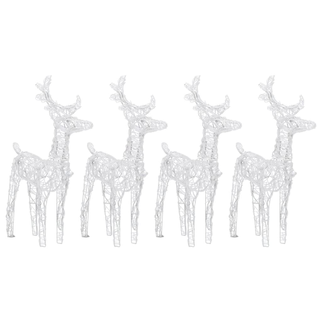 vidaXL Rennes de Noël 4 pcs 160 LED Blanc froid Acrylique