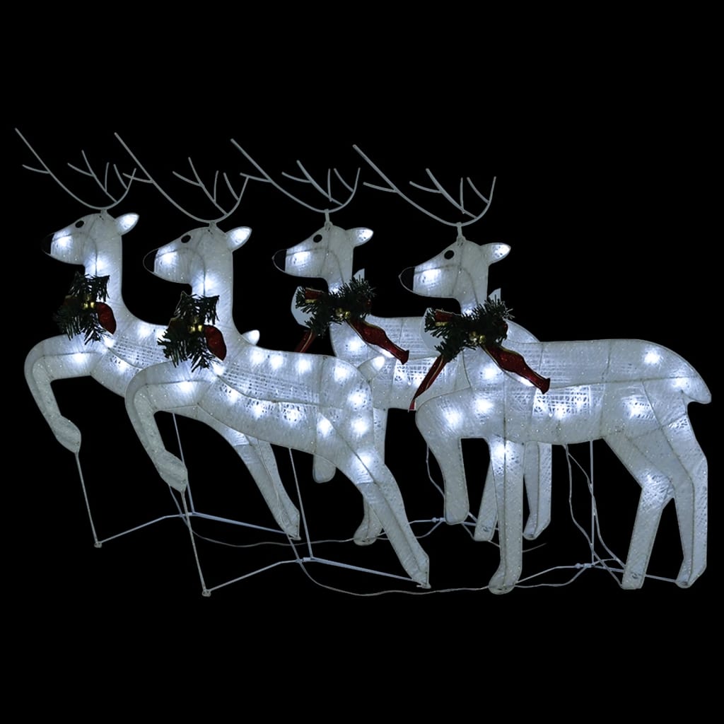 vidaXL Rennes de Noël 4 pcs Blanc 80 LED
