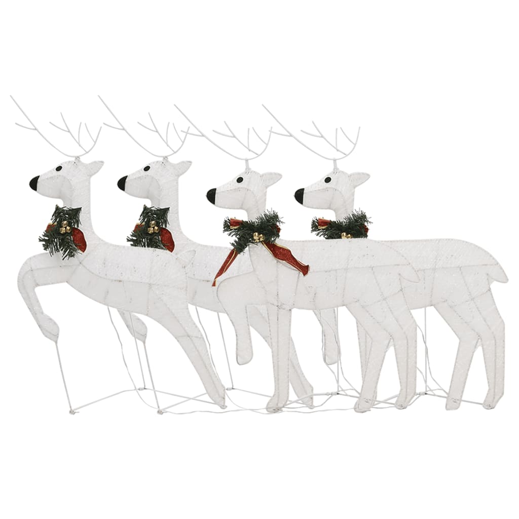 vidaXL Rennes de Noël 4 pcs Blanc 80 LED
