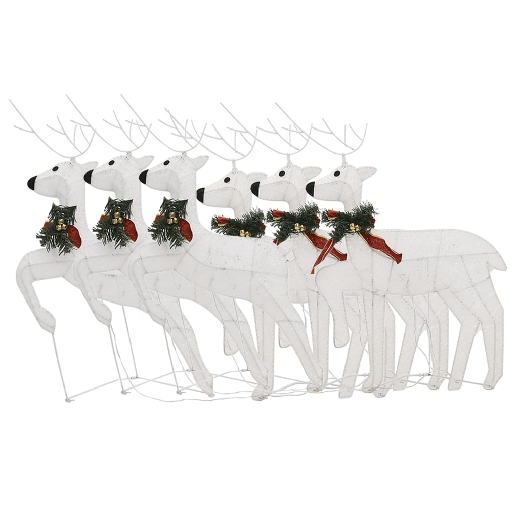 vidaXL Rennes de Noël 6 pcs Blanc 120 LED