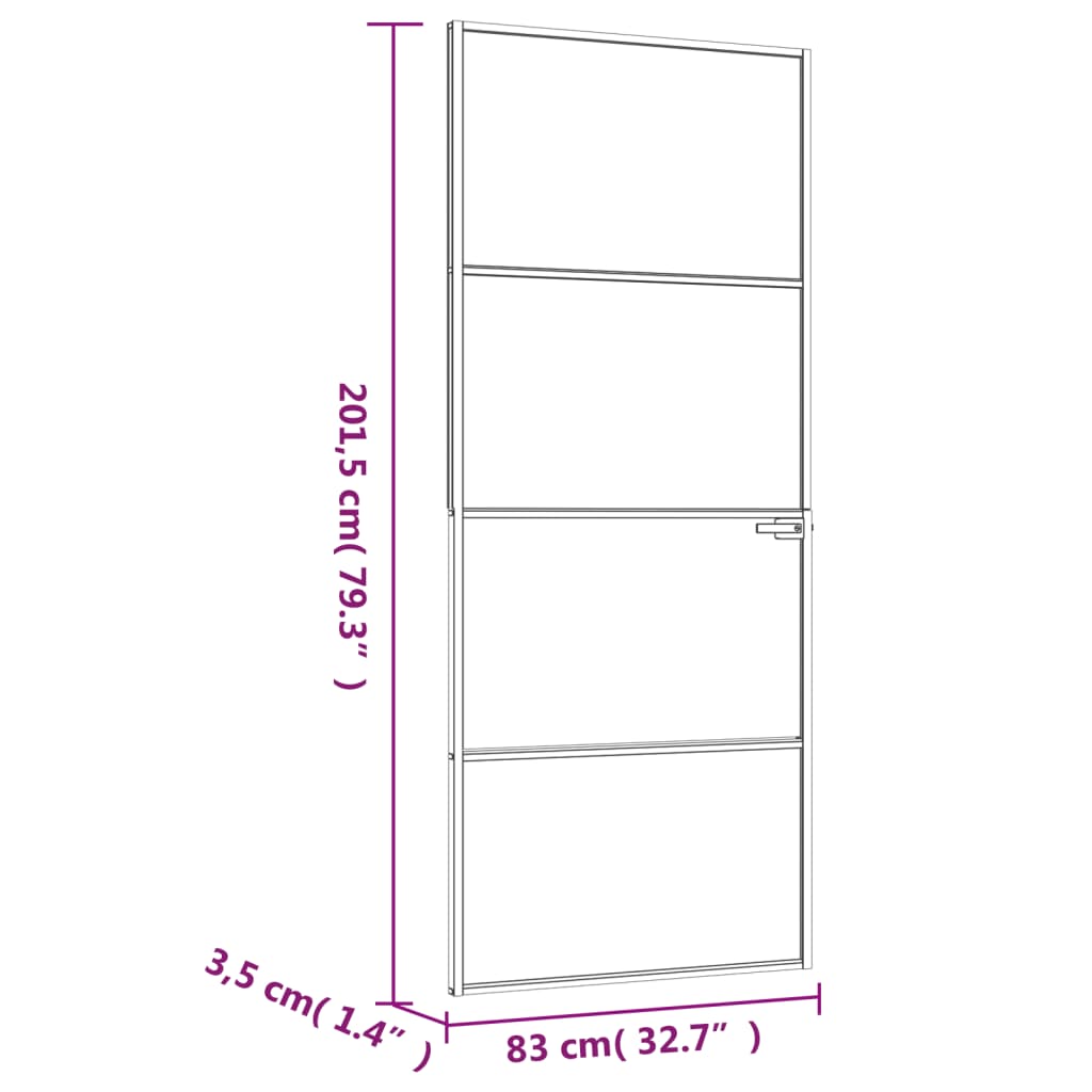 vidaXL Porte d'intérieur Noir 83x201,5 cm Trempé verre aluminium fin