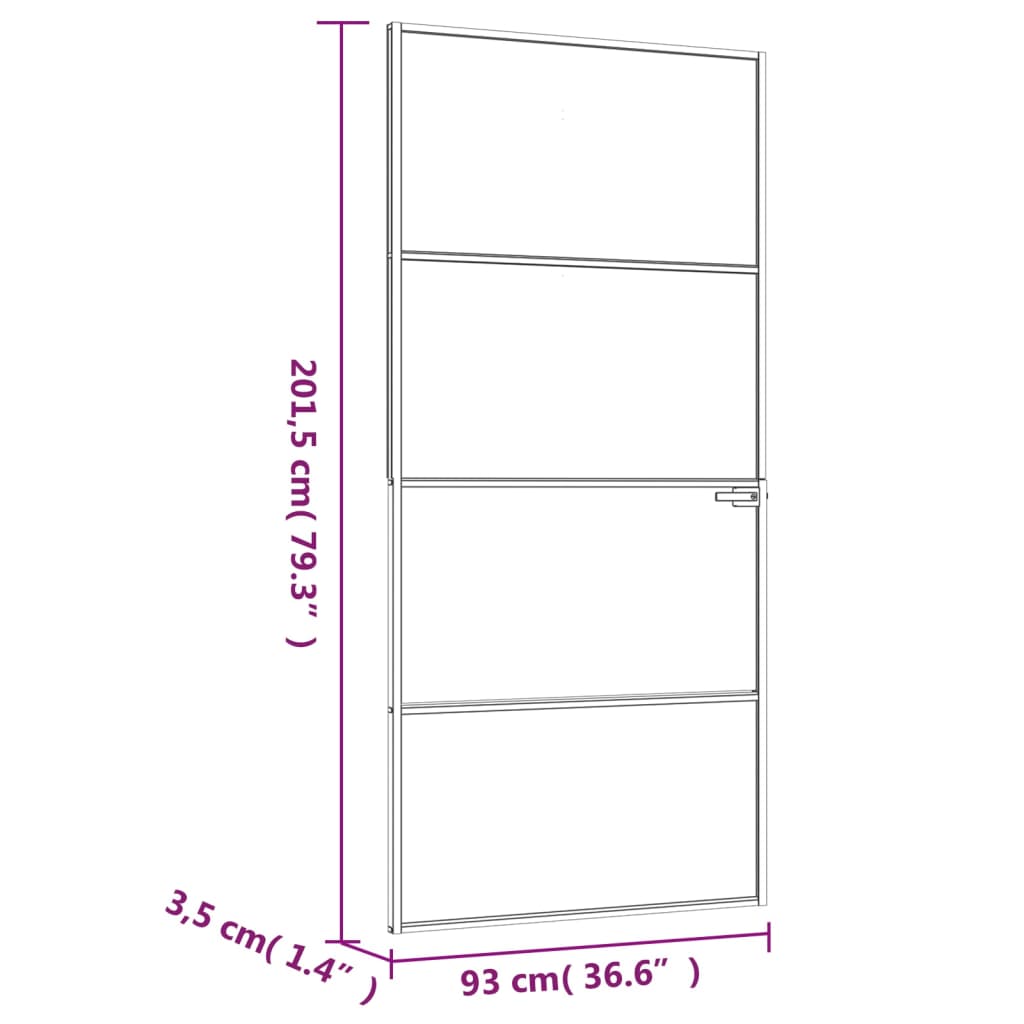vidaXL Porte d'intérieur Noir 93x201,5 cm Trempé verre aluminium fin