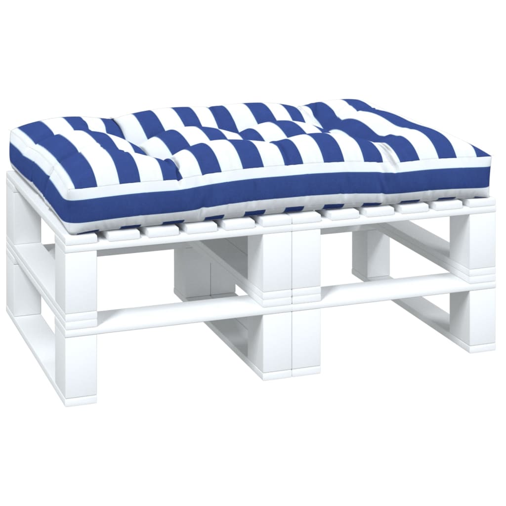 vidaXL Coussin de palette rayures bleues et blanches 120x80x12cm tissu
